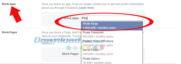 Cách chặn lời mời chơi game Pirate Kings trên Facebook