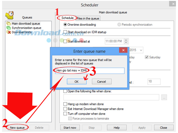 Dcách hẹn giờ tắt máy tính trên Internet Download Manager
