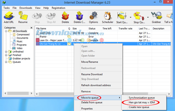 Dcách hẹn giờ tắt máy tính trên Internet Download Manager