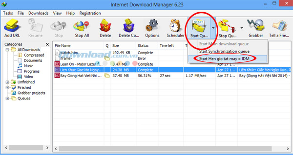Dcách hẹn giờ tắt máy tính trên Internet Download Manager
