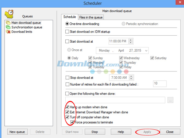 Dcách hẹn giờ tắt máy tính trên Internet Download Manager