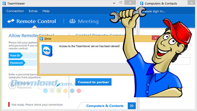 Teamviewer Without Admin Rights Error Sửa lỗi Access to the Teamviewer Server Has Been Denied trên TeamViewer