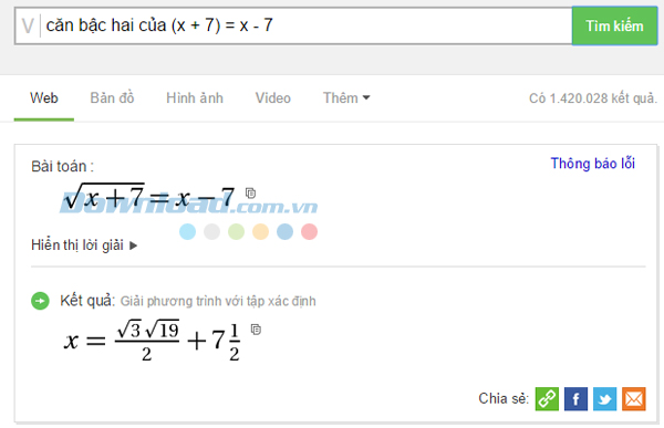 Phương trình có chứa dấu căn thức Cách dùng Cốc Cốc để giải Toán cực nhanh