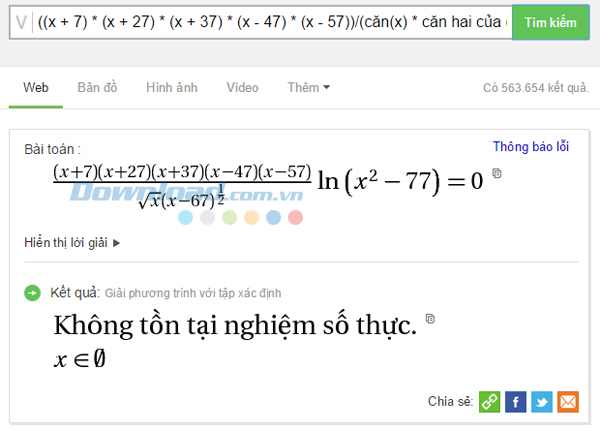 Phương trình chứa nhiều hàm số cơ bản Cách dùng Cốc Cốc để giải Toán cực nhanh