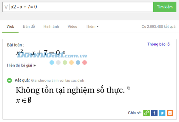 Phương trình bậc 2 Cách dùng Cốc Cốc để giải Toán cực nhanh