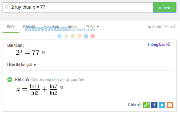 Phương trình mũ Cách dùng Cốc Cốc để giải Toán cực nhanh