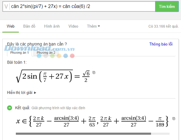 Phương trình lượng giác cơ bản Cách dùng Cốc Cốc để giải Toán cực nhanh