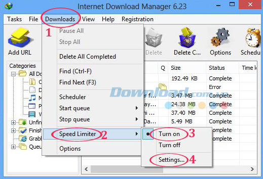 Giới hạn tốc độ download Cách giới hạn tốc độ download cho Internet Download Manager