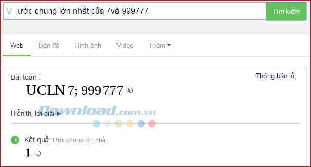 Tìm ước chung lớn nhất Cách dùng Cốc Cốc để giải Toán cực nhanh