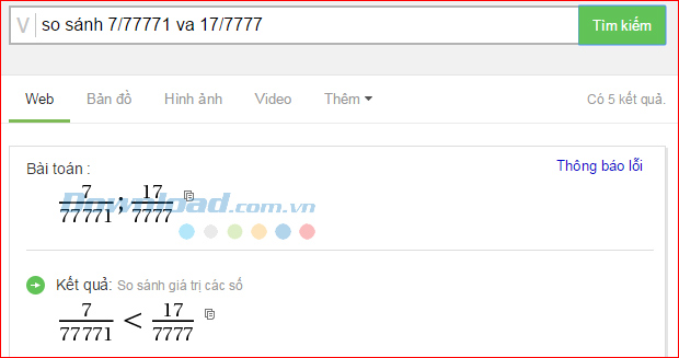 So sánh các số Cách dùng Cốc Cốc để giải Toán cực nhanh