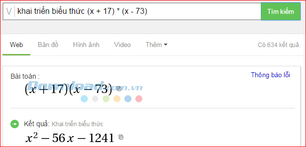 Khai triển biểu thức Cách dùng Cốc Cốc để giải Toán cực nhanh