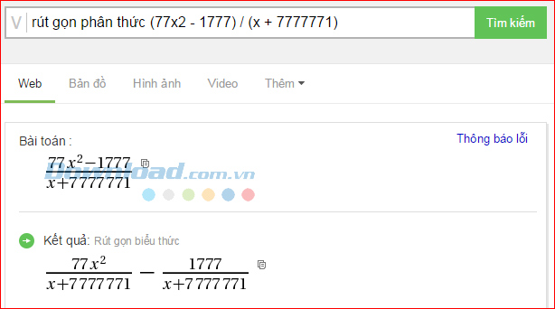 Rút gọn phân thức Cách dùng Cốc Cốc để giải Toán cực nhanh