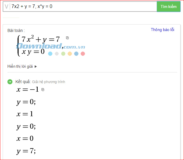 Hệ phương trình với bậc của tất cả biến số không quá 2 Cách dùng Cốc Cốc để giải Toán cực nhanh