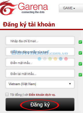 Hướng dẫn tạo tài khoản Garena chơi game LOL, FIFA Online 3, Dota