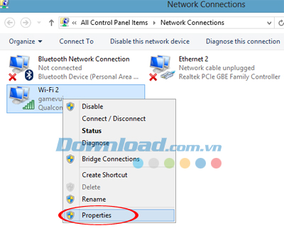 Chuột phải, chọn Properties Sửa lỗi “The hosted network couldn’t be started" khi phát Wifi từ laptop