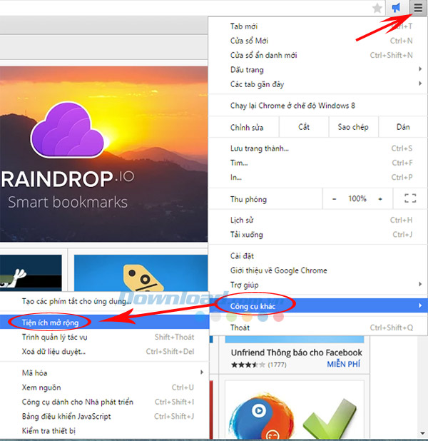 Vào công cụ khác Đưa Chrome vào trạng thái "ngủ đông" bằng The Great Suspender
