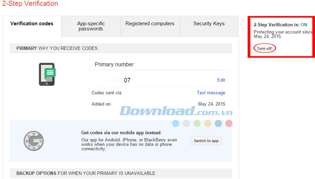 Thiết lập hoàn tất Cách tạo bảo mật 2 bước cho Google Mail