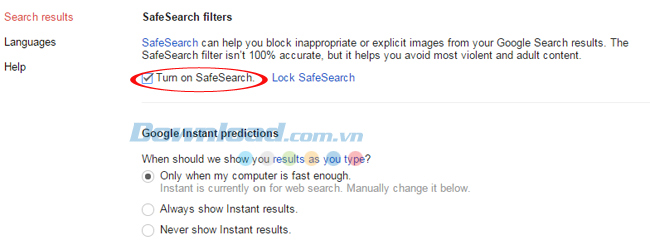 Cách sử dụng bộ lọc 18+ khi sử dụng các công cụ tìm kiếm