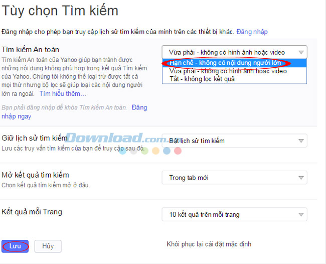 Cách sử dụng bộ lọc 18+ khi sử dụng các công cụ tìm kiếm