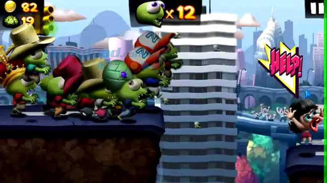 Ăn các người dân đi đường Cách đạt được điểm cao trong game Zombie Tsunami