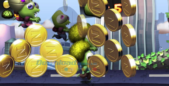 Ăn thật nhiều đồng tiền vàng Cách đạt được điểm cao trong game Zombie Tsunami