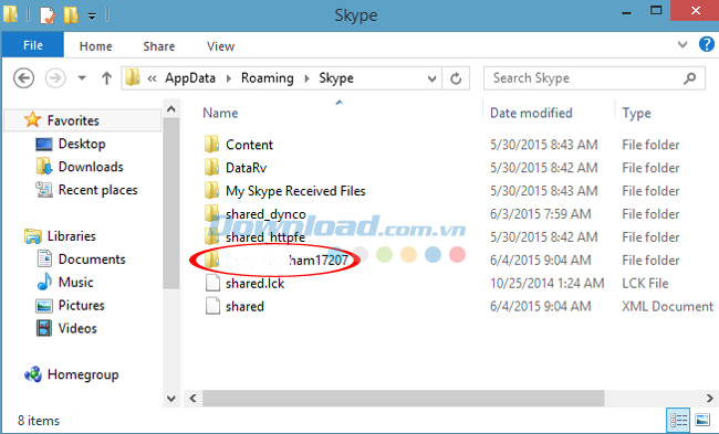 Xóa file tên tài khoản Khắc phục lỗi "Skype has stoppped working" hiệu quả nhất