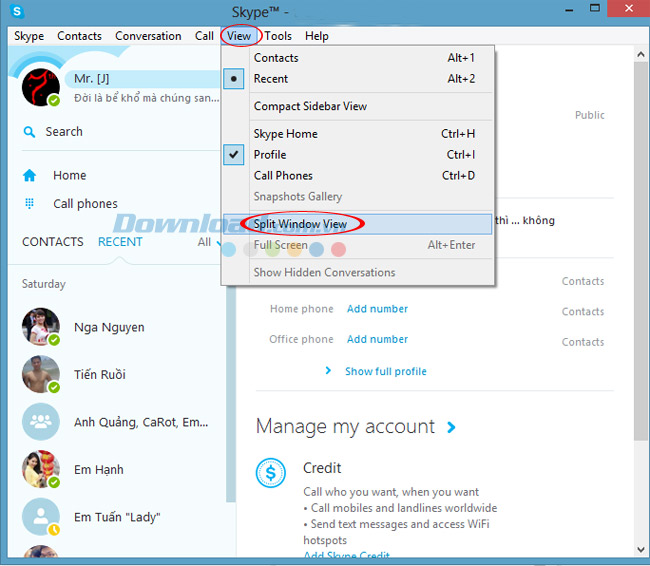Chia nhỏ giao diện chính Những điều cần biết về Skype - Phần 3