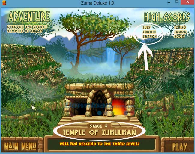 Cách thay đổi chế độ chơi trong Zuma Deluxe