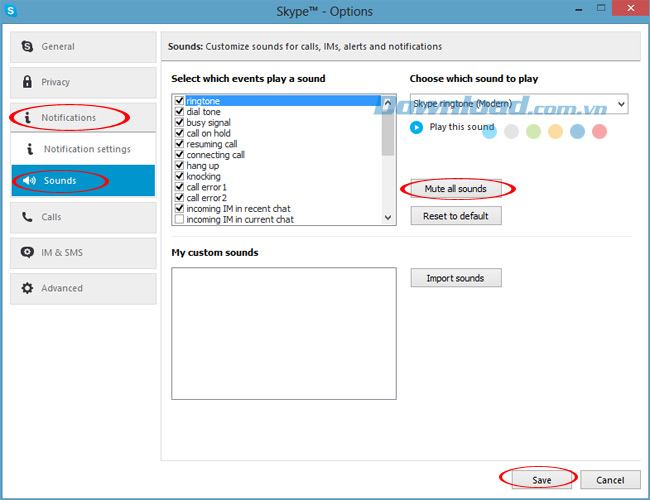 Tắt âm thanh thông báo Những điều cần biết về Skype - Phần 4