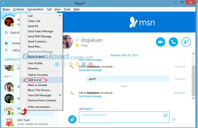 Tạo danh sách liên lạc Những điều cần biết về Skype - Phần 4