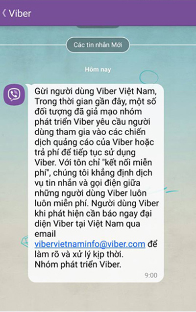 Hiện tượng lừa đảo trả phí, trúng thưởng "nở rộ" trên Viber