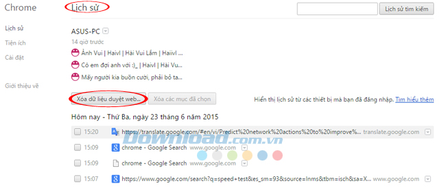 xóa lịch sử Cách tăng tốc duyệt web trên trình duyệt Chrome