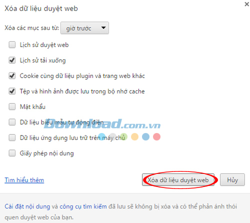 Xóa dữ liệu web Cách tăng tốc duyệt web trên trình duyệt Chrome