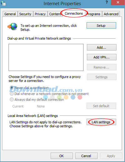 lan settings Khắc phục lỗi "This webpage is not available" trên Chrome