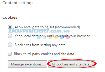 chọn "tất cả" Khắc phục lỗi "This webpage is not available" trên Chrome