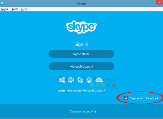 Cách đăng nhập Skype bằng tài khoản Facebook 