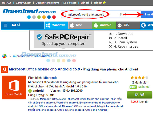 Cách tải Microsoft Office cho Android ở Việt Nam