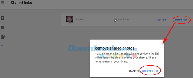 Xóa link chia sẻ Những thủ thuật không thể bỏ qua với Google Photos