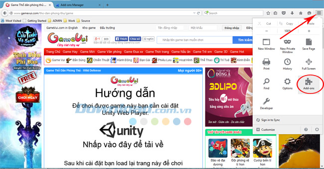 Lỗi Unity trên Firefox