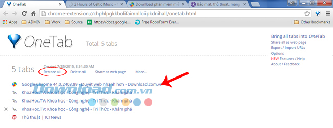Tăng tốc trình duyệt cực hiệu quả với OneTab