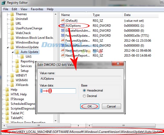Thay đổi giá trị Cách không cho Windows 10 tự động cập nhật hiệu quả nhất