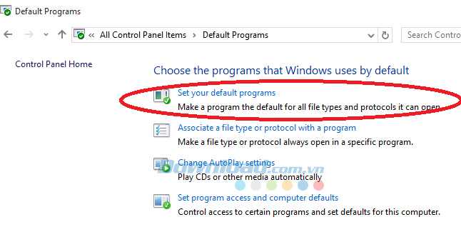 Set your default programs Cách đổi trình duyệt mặc định trên Windows 10