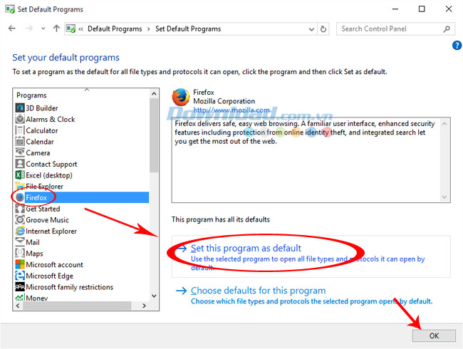 Chọn trình duyệt mới Cách đổi trình duyệt mặc định trên Windows 10