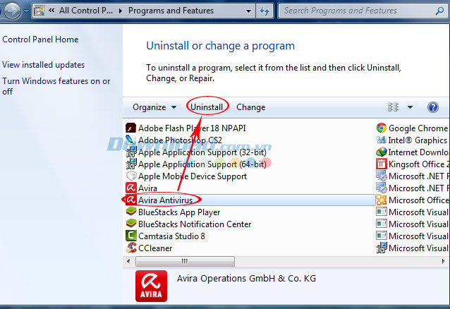 Chọn phần mềm cần xóa Cách gỡ bỏ hoàn toàn ứng dụng trên máy tính
