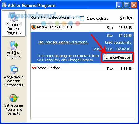 Change/Remove Cách gỡ bỏ hoàn toàn ứng dụng trên máy tính