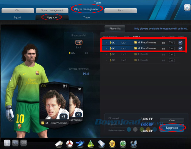 Cách nâng cấp cầu thủ trong game FIFA Online 3