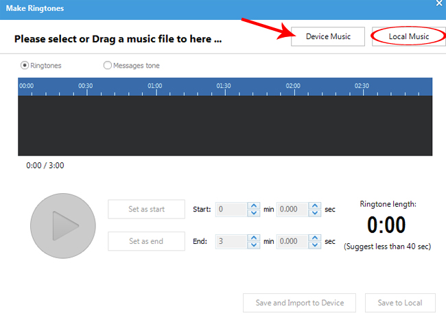 Chọn Device Music hoặc Local Music