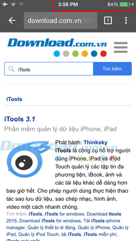 màn hình iPhone khi lướt web