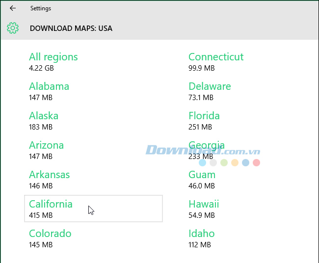 Chọn một khu vực cụ thể để tải maps offline Chọn một khu vực cụ thể để tải maps offline