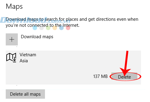 chọn Delete để xóa bản đồ không cần dùng chọn Delete để xóa bản đồ không cần dùng